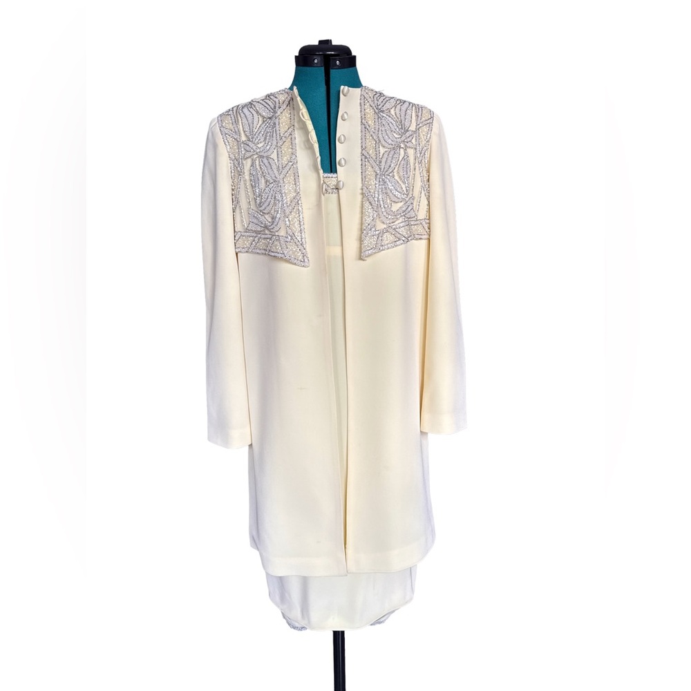 Bob Mackie Yellow Blazer and Dress with Silver beading size 6
